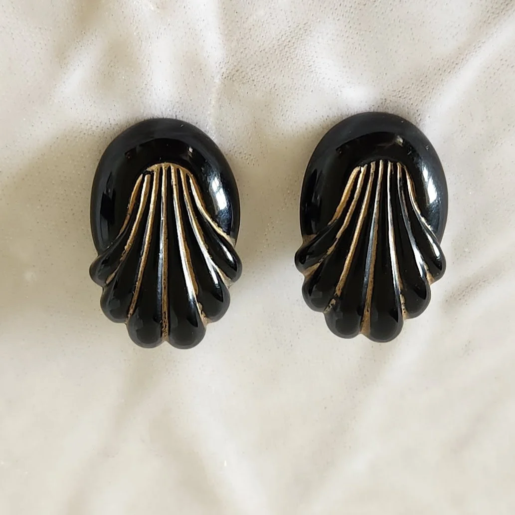 1980s Black Deco Plastic Earrings 1.jpg