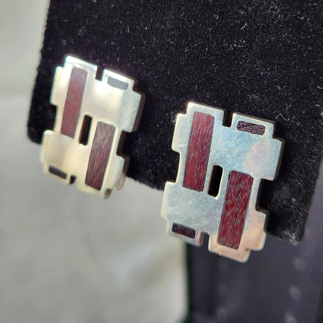 Modernist Rosewood Silver Earrings 6.jpg