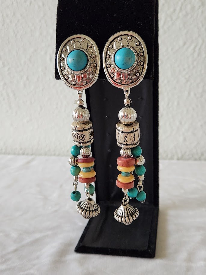 Turquoise Bead Shoulder Duster Earrings 7.jpg