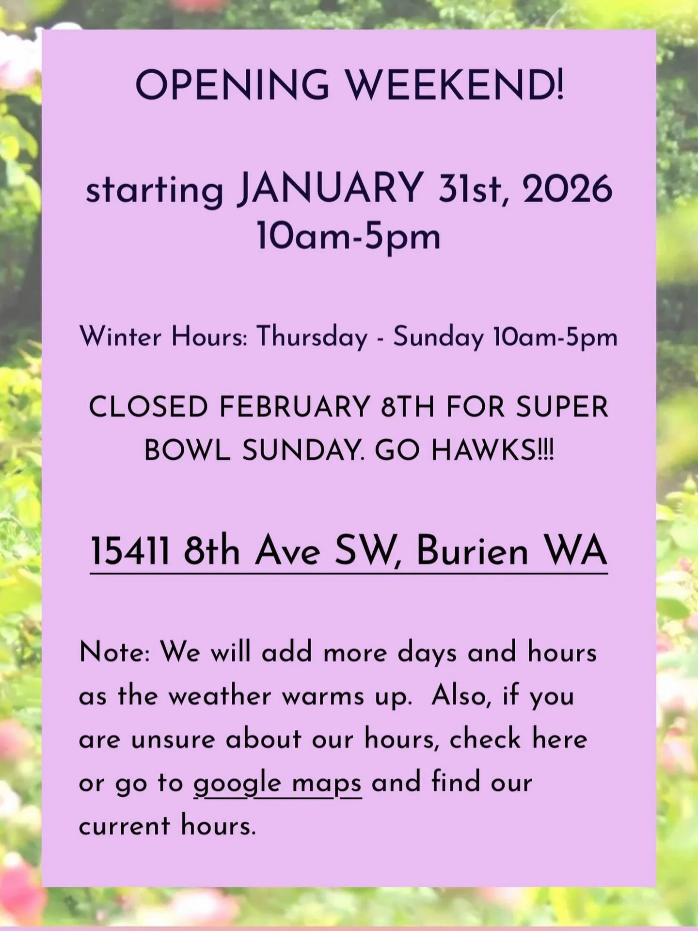 It&rsquo;s go time! Season opening is this weekend. We are a community-based business and during these hard times we know our neighbors will come together and support each other.  We are honored to share another growing season with you all. Here&rsqu