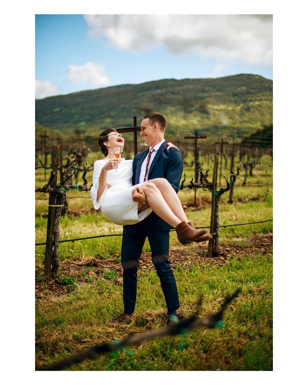 A quintessential Napa moment; Aaron and Olivia in the vineyard. With @studiodbi.