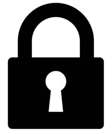 Black lock icon with a keyhole.