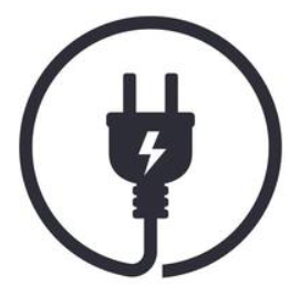 Electric plug with a lightning bolt symbol inside a circle