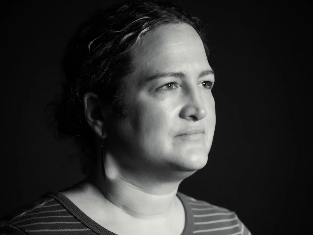 headshot of woman black and white