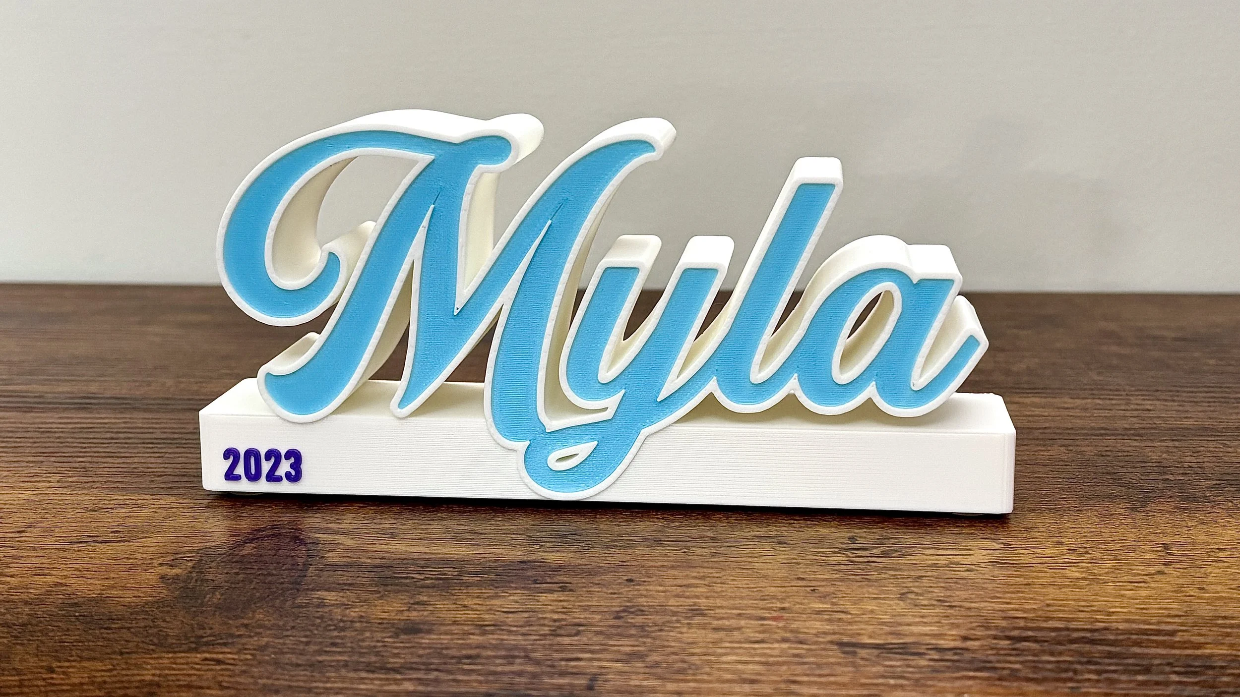 White and Light Blue Personalized Table Sign - Name Signs available to order online