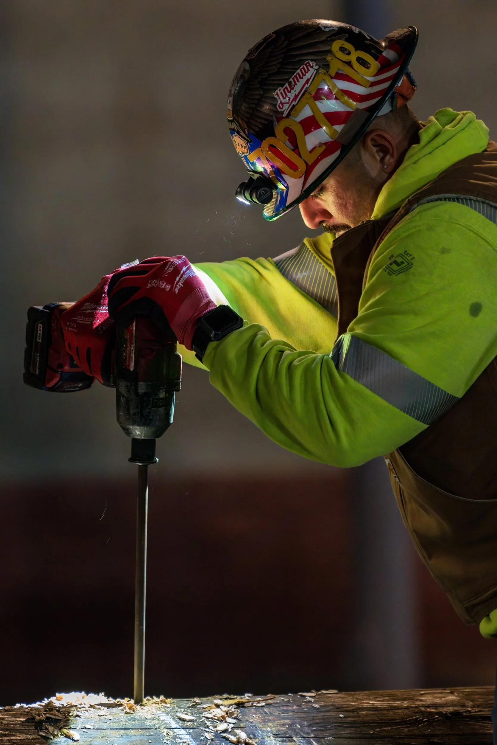 Night utility pole replacement lineman, Stockton, Modesto, Fresno, Central Valley, California