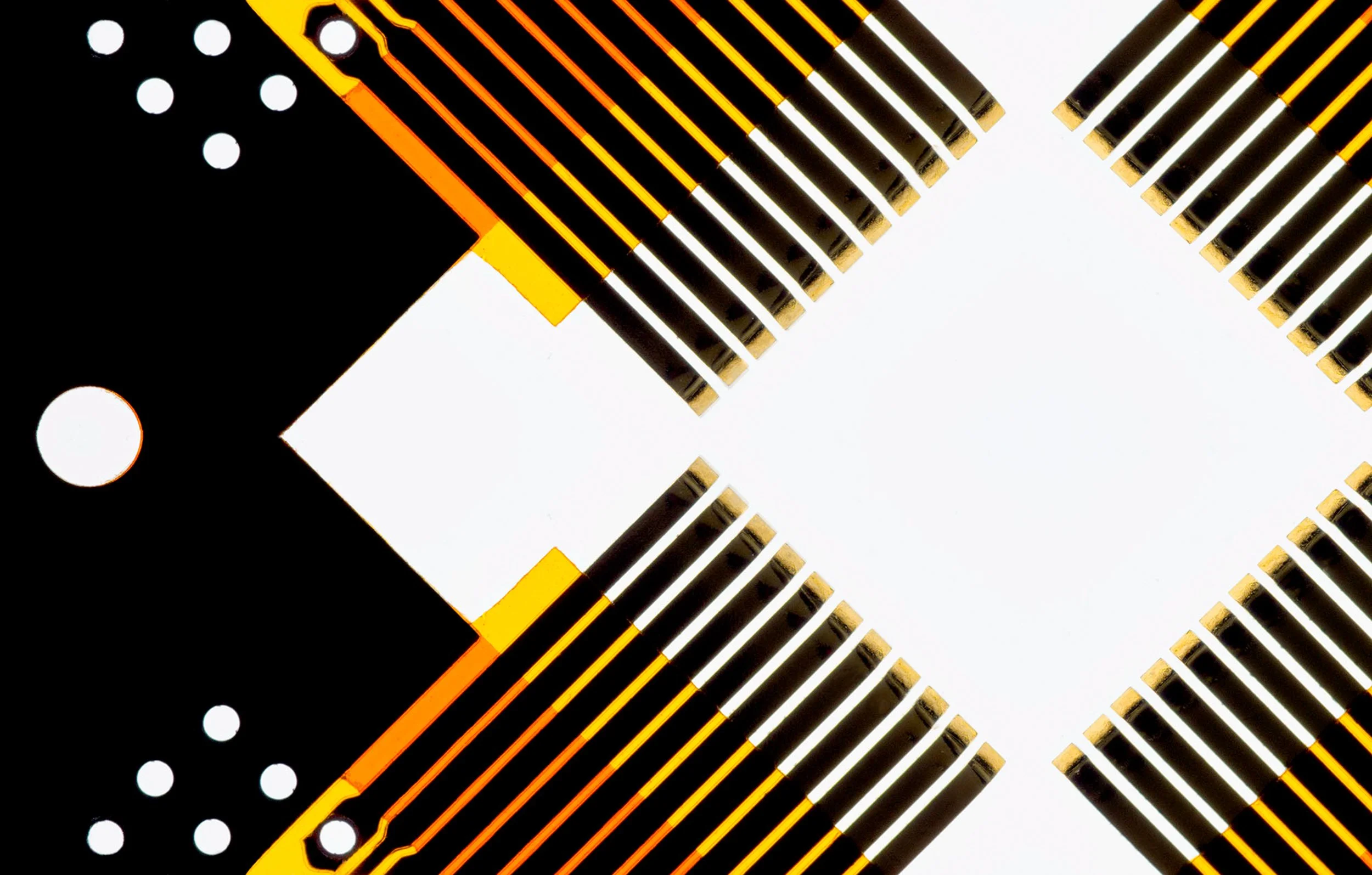 Close-up of a neon sign with yellow and white lights in a crisscross pattern, with some sections on a black background and other sections on a white background.