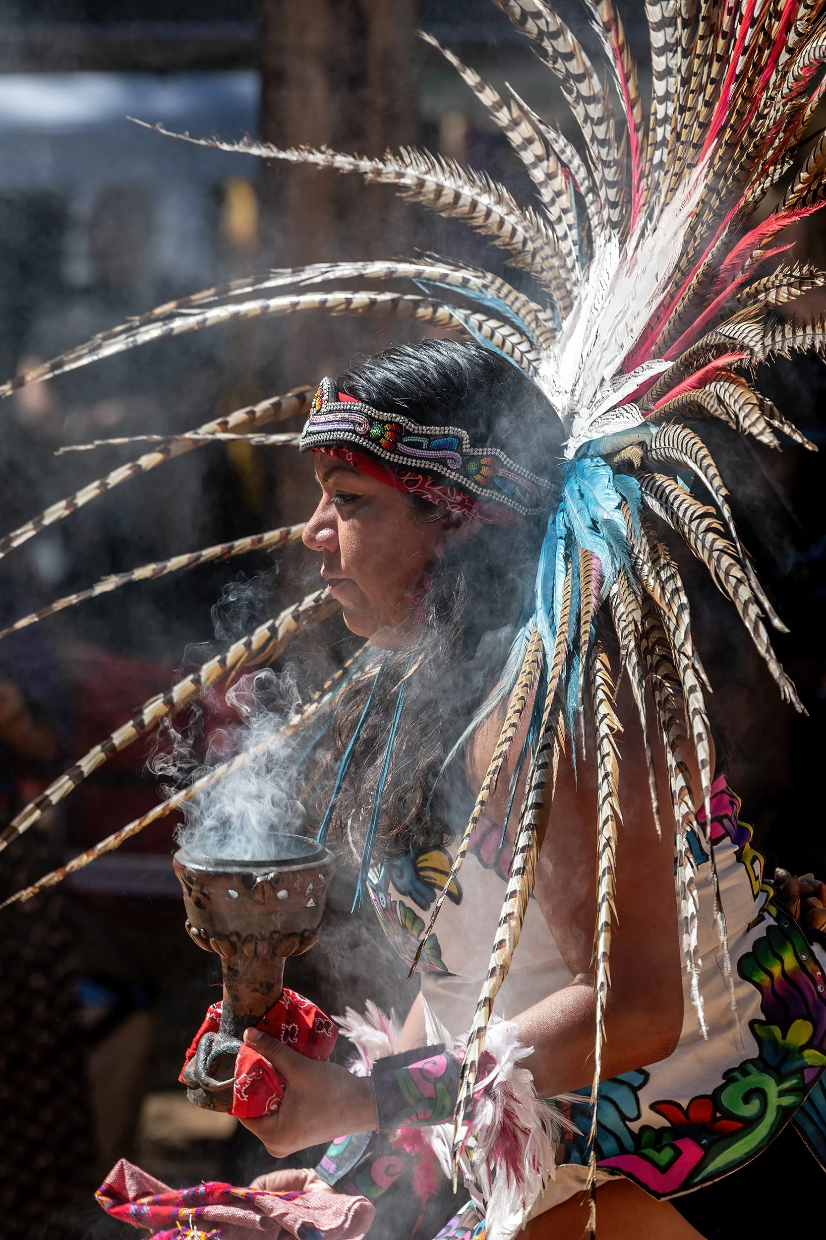 female Aztec Indian dancer in celebration