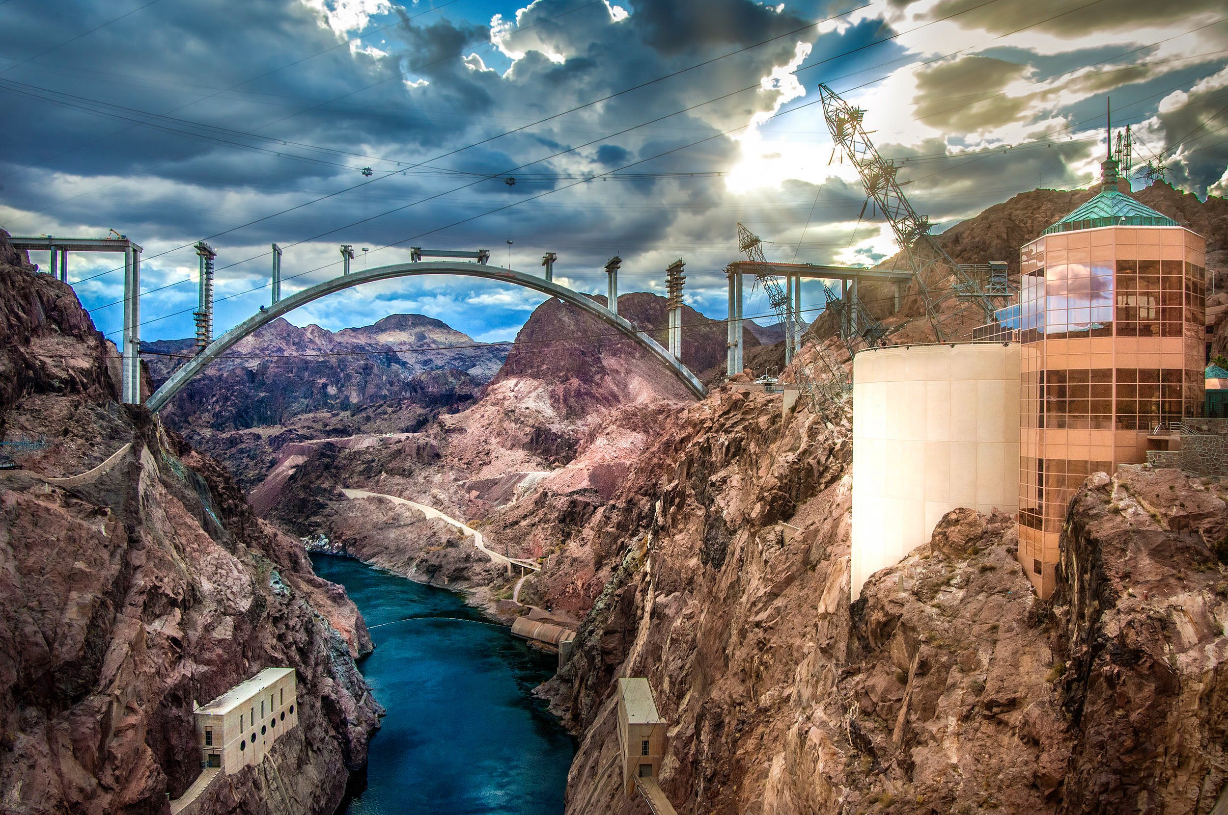 Hoover Dam Bypass bridge construction from Nevada to Arizona, Central Valley, SF Bay Area, Northern California Photographer Available for Travel