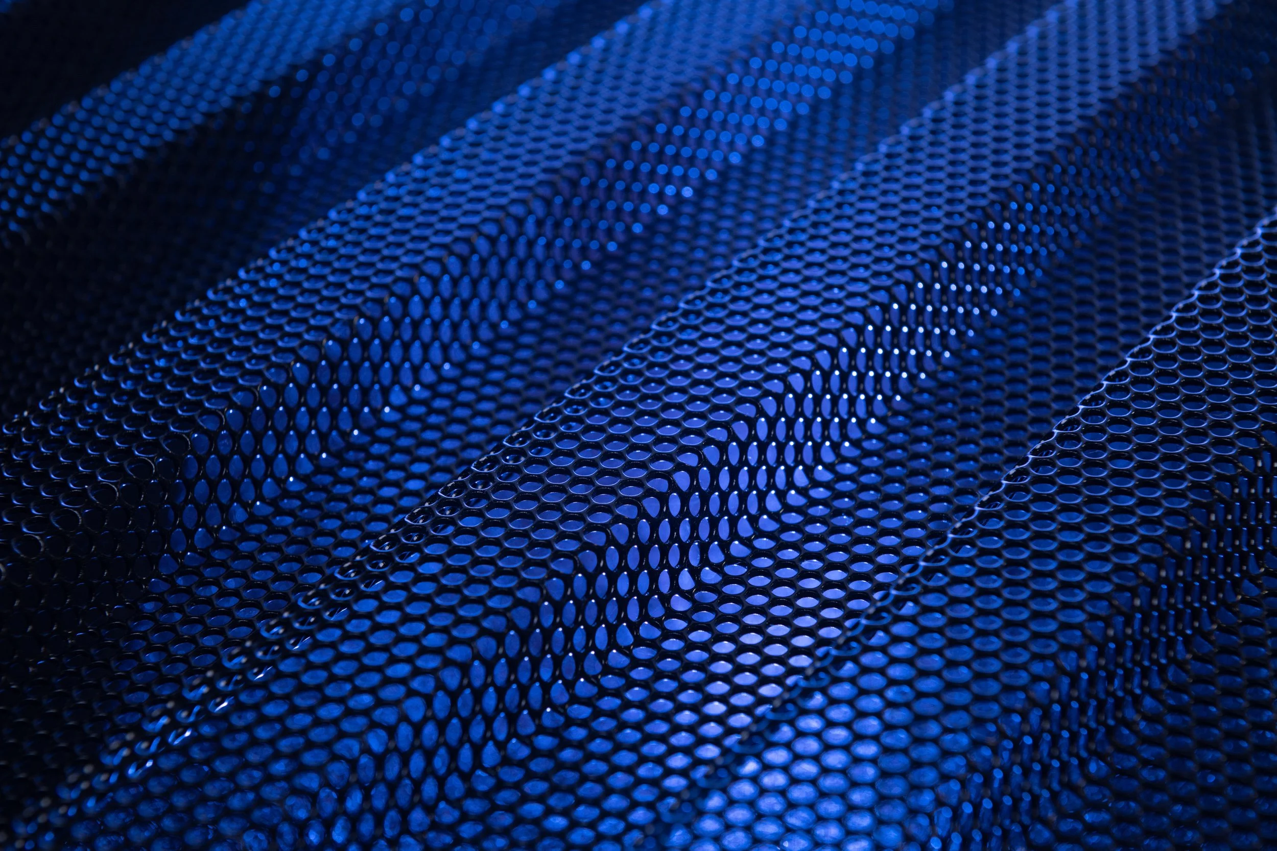 Perforated metal with blue backlighting 