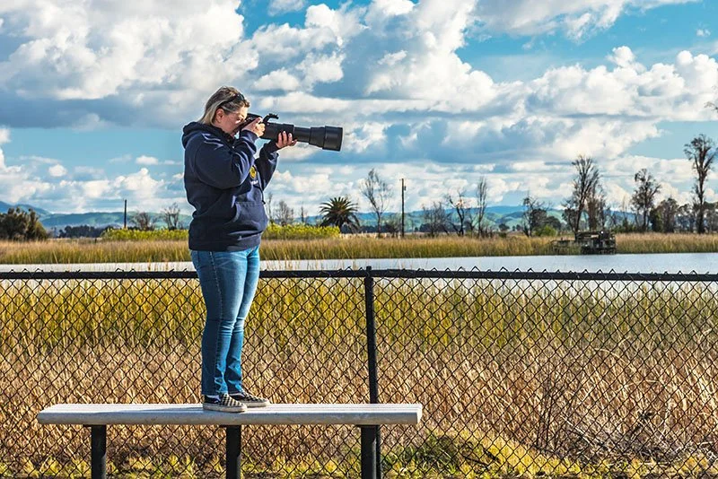 Aimee shooting with the 600mm lens