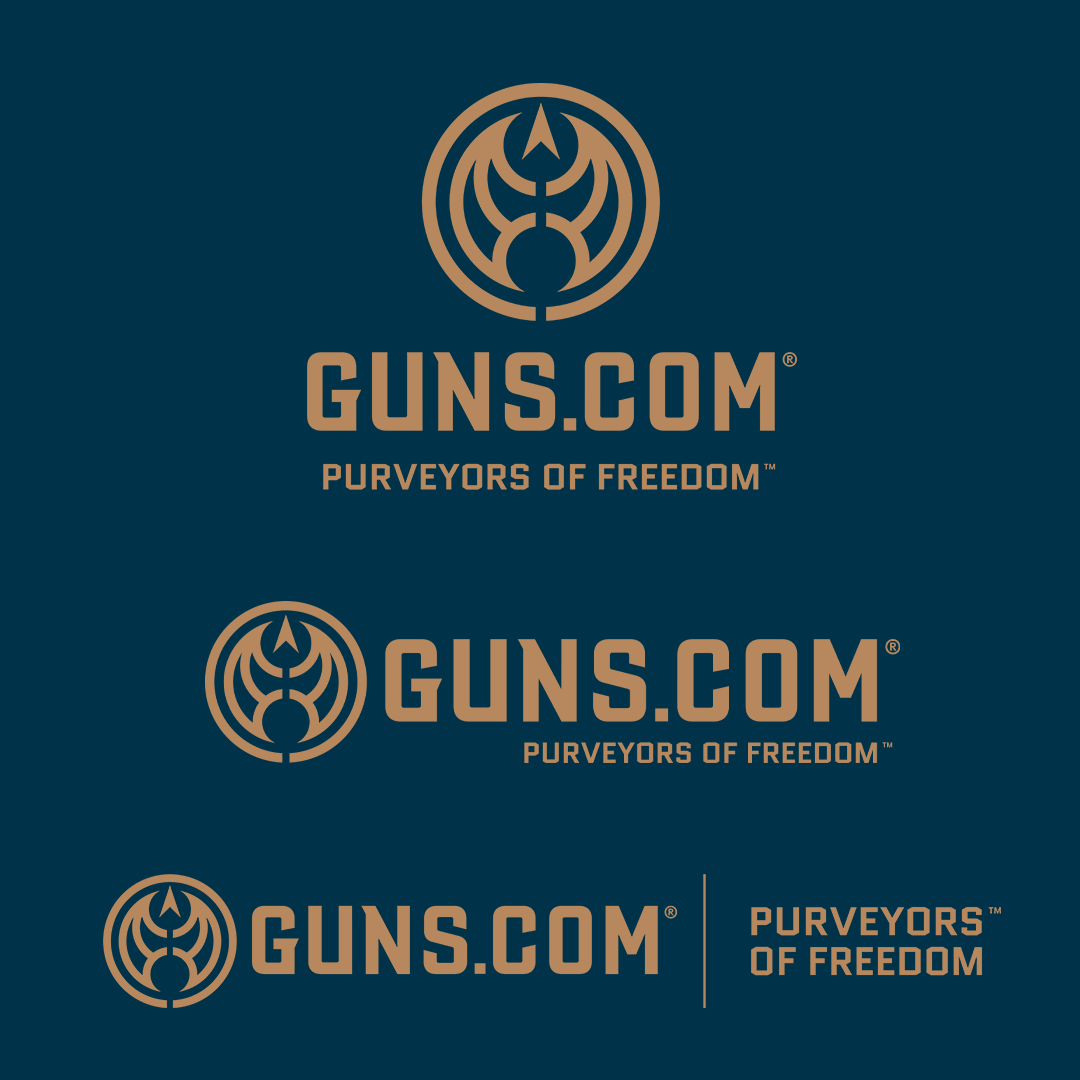 Guns.com Purveyors of Freedom logo lockups