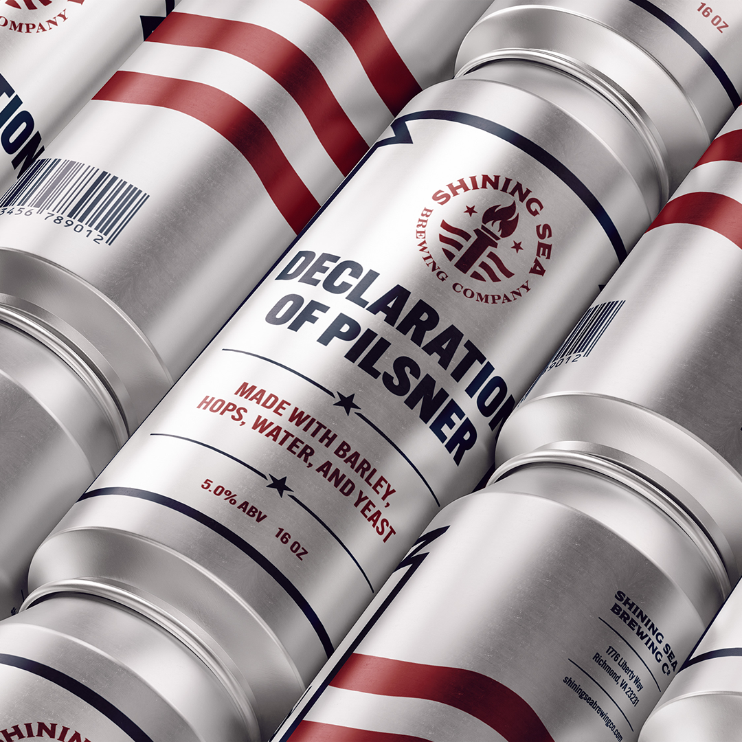 Shining Sea Brewing Company - Beer cans laying next to each other diagonally.