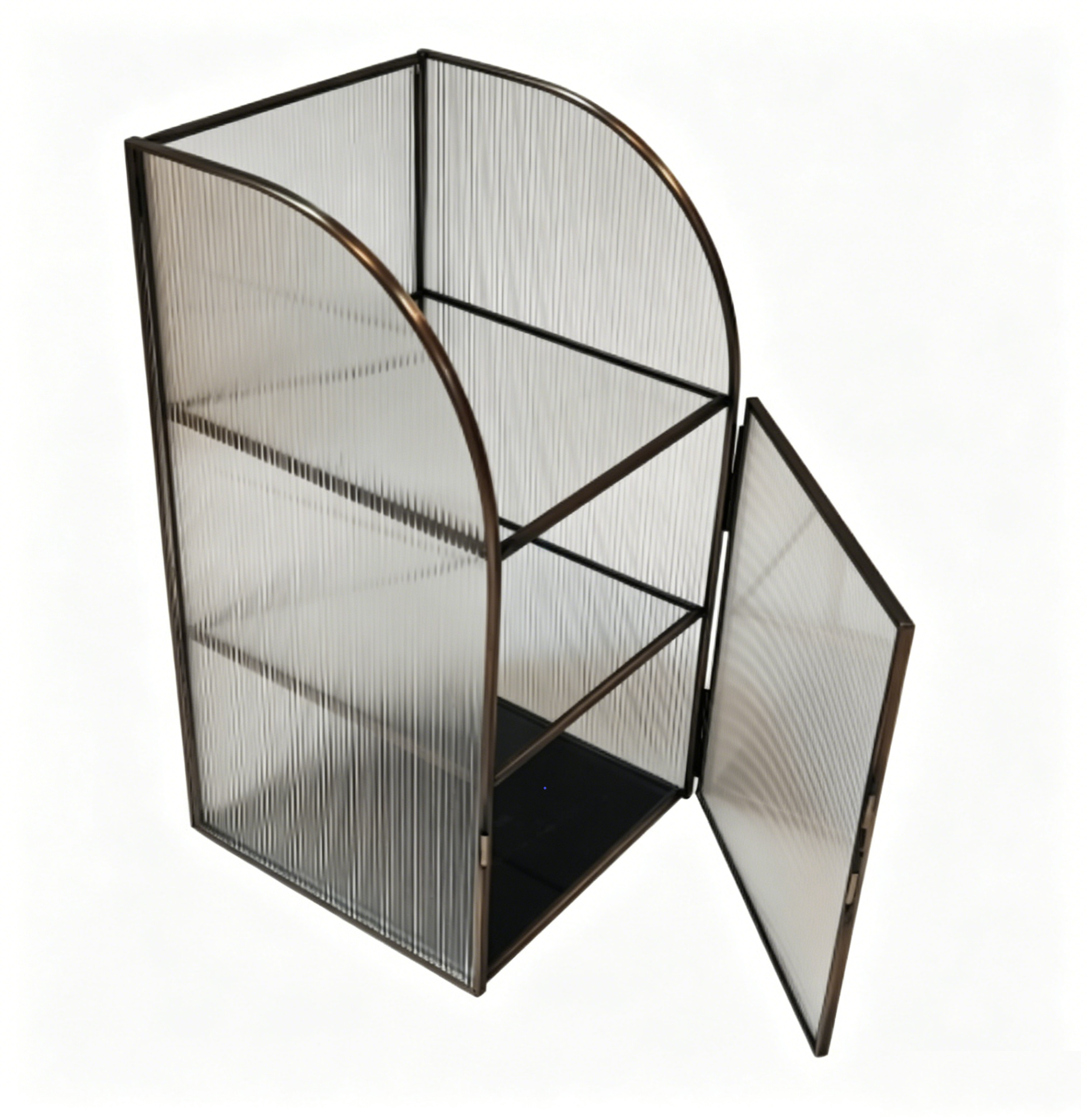 Copper-edged series jewelry rack with vertical patterned glass