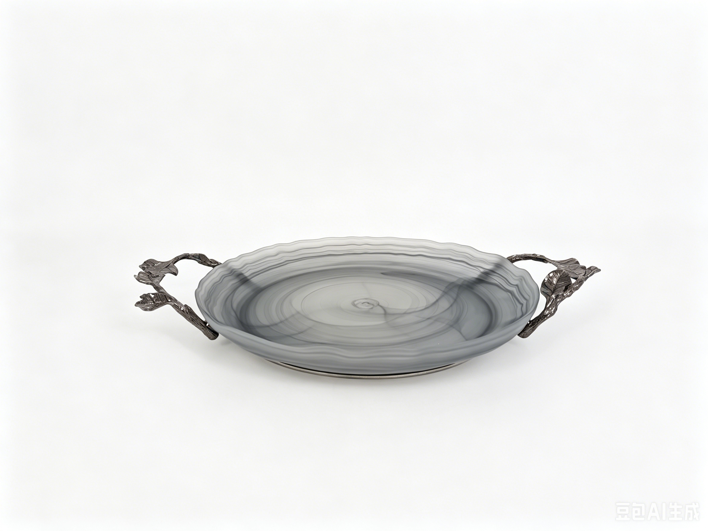 LEAF ROUND PLATE BLACK NICKEL
