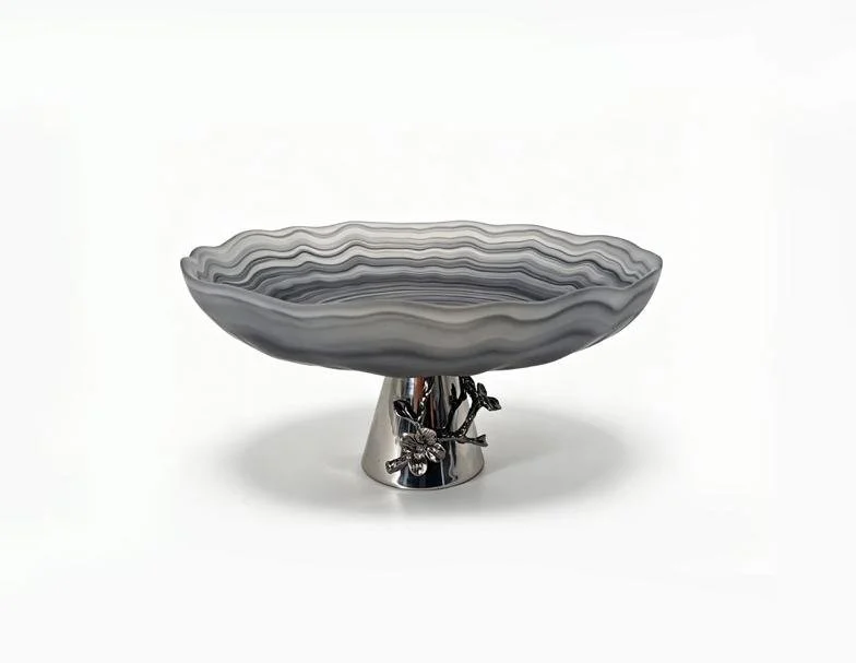 SMALL FLOWER FRUIT PLATE BLACK NICKEL