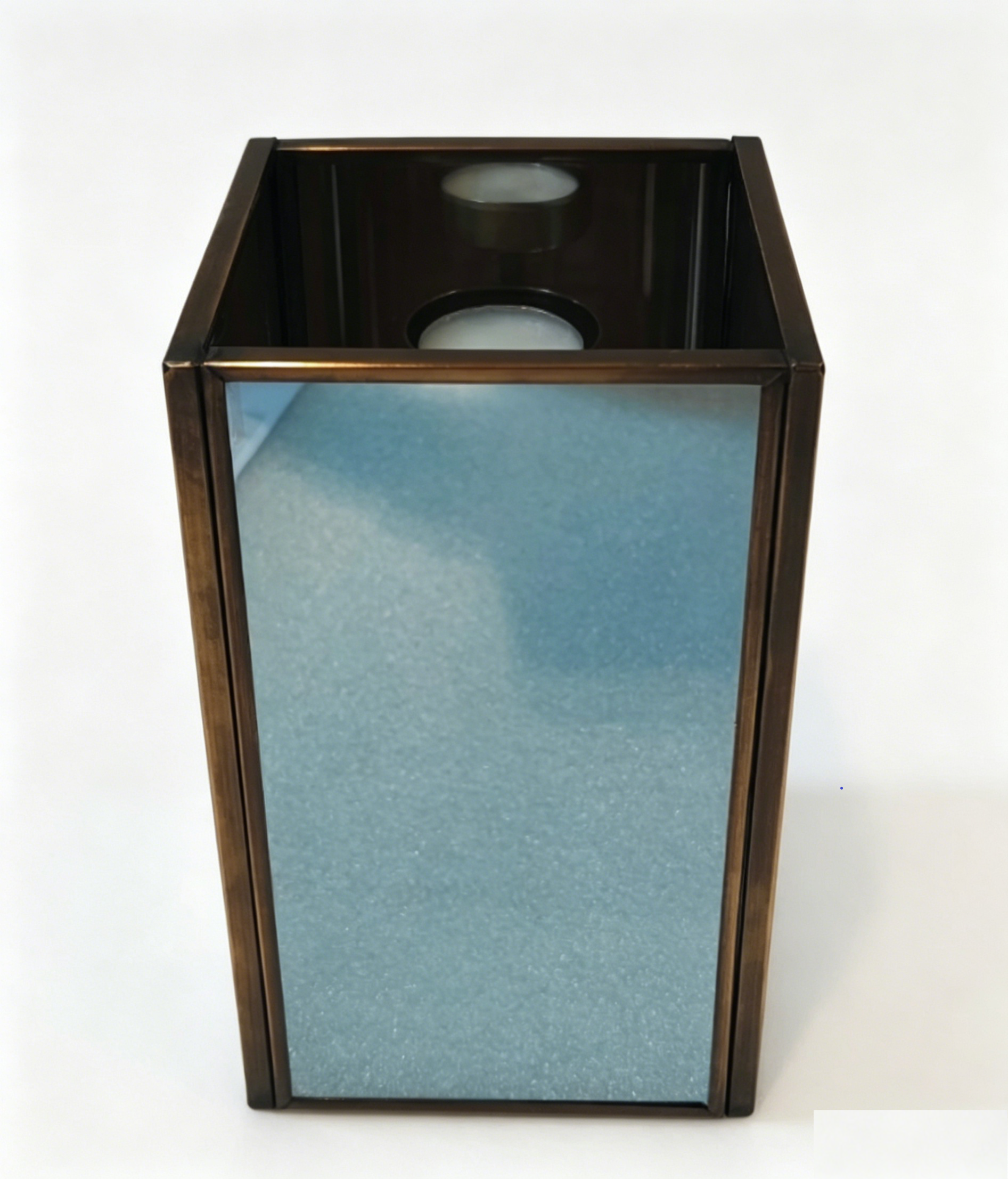 Copper-edged series  tea light candle holder reflection glass--L