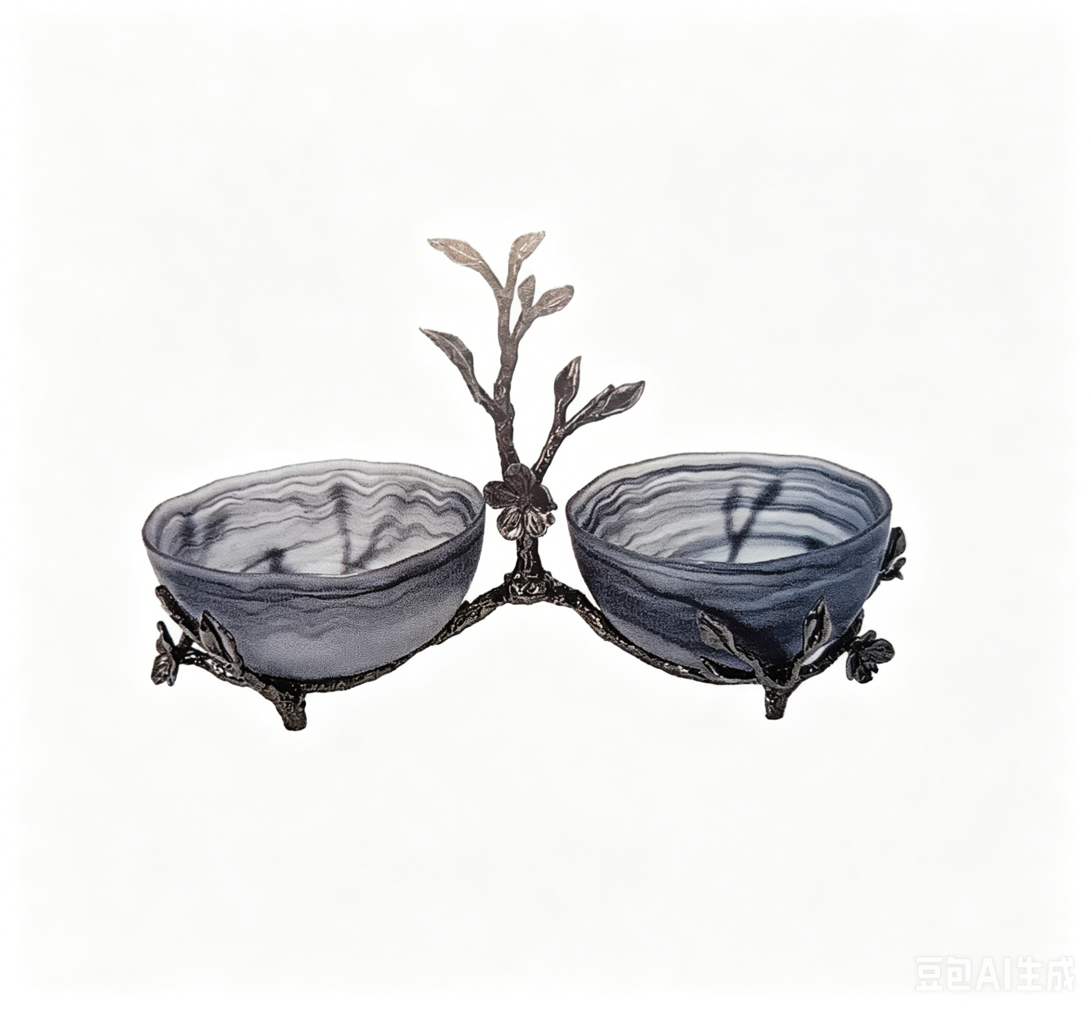 SMALL FLOWER SET 2 MINI BOWLS BLACK NICKEL