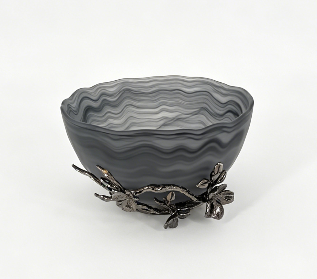 SMALL FLOWER SMALL BOWL BLACK NICKEL