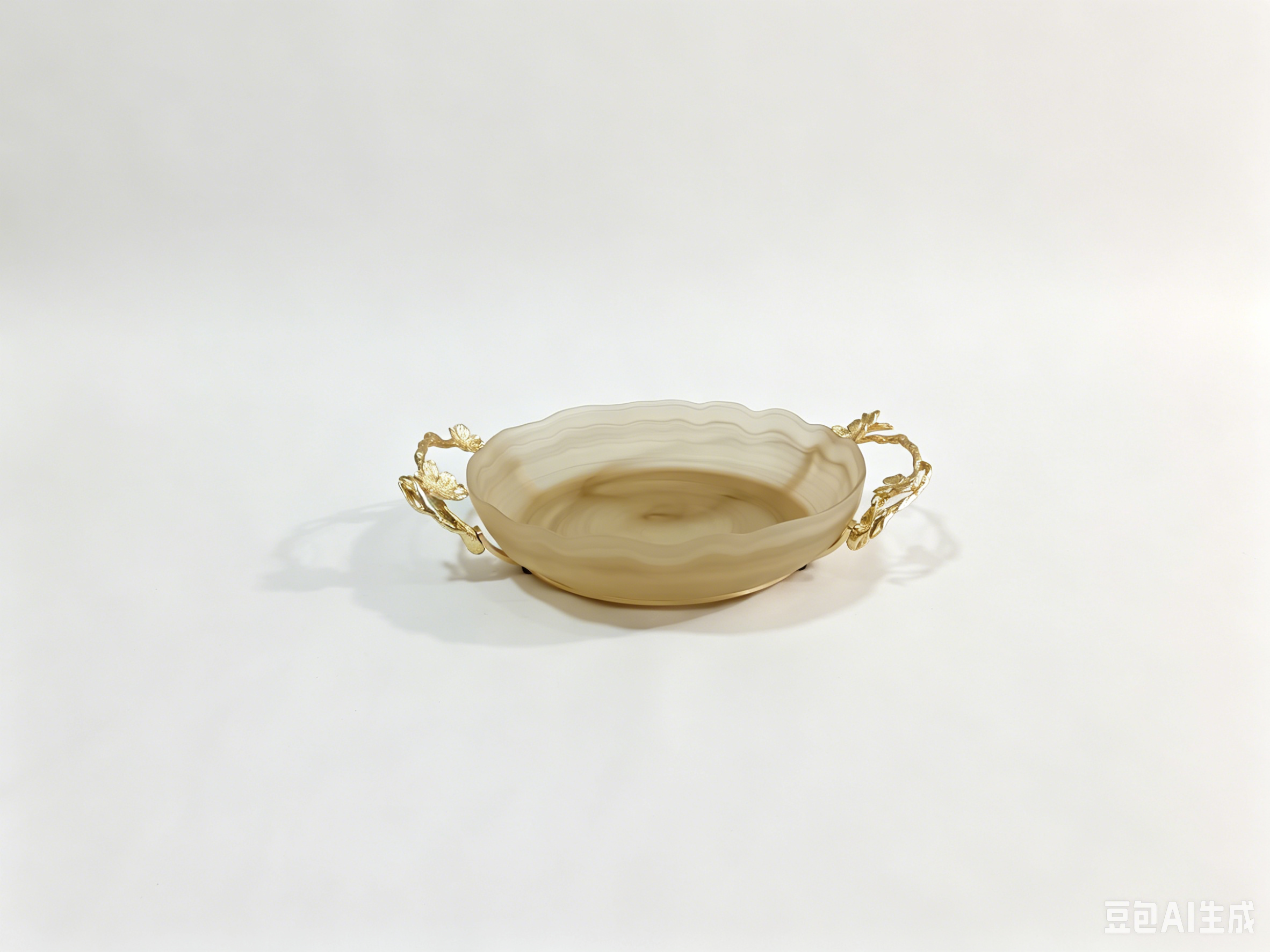 SMALL FLOWER TALL ROUND PLATE GOLD