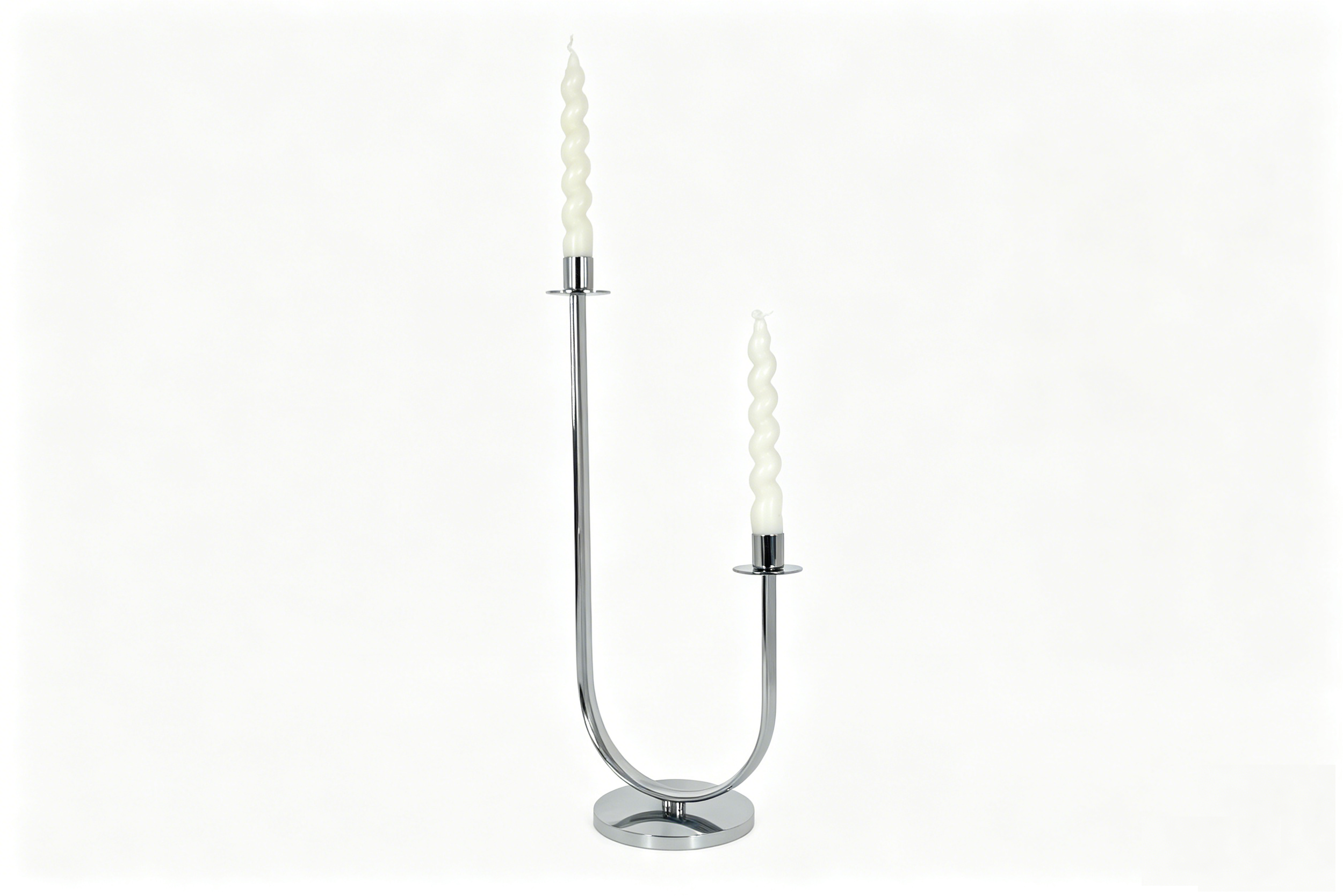 Nordic LineTextured Hhigh Candle Holder 2 Lights Silver
