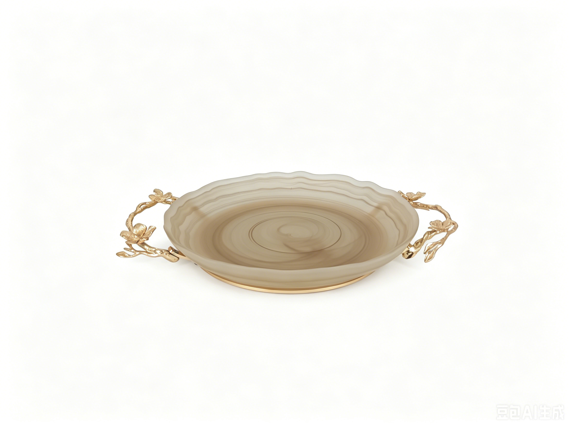 SMALL FLOWER ROUND TRAY GOLD