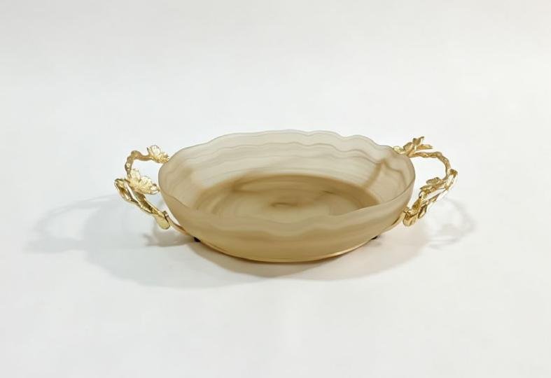 SMALL FLOWER TALL ROUND PLATE GOLD