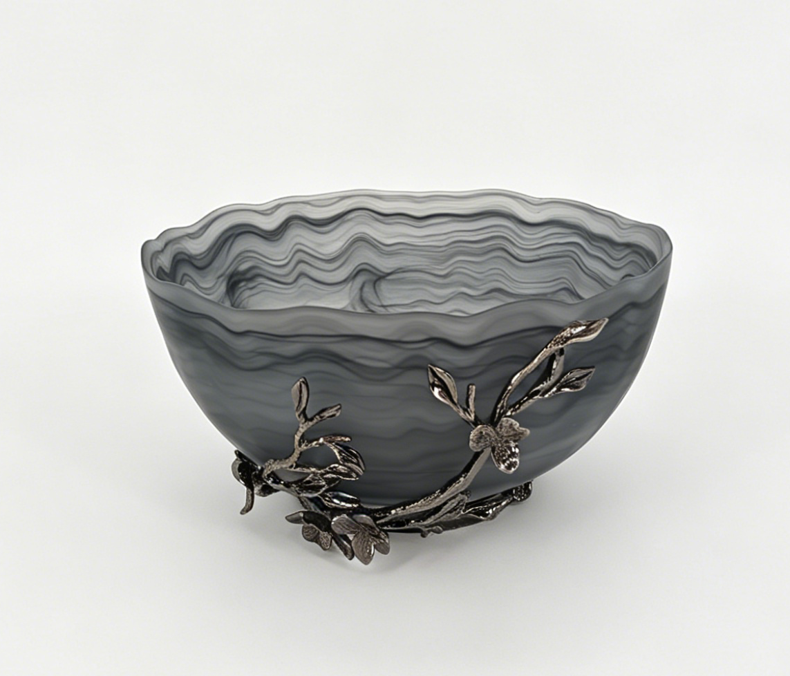 SMALL FLOWER LARGE  BOWL BLACK NICKEL