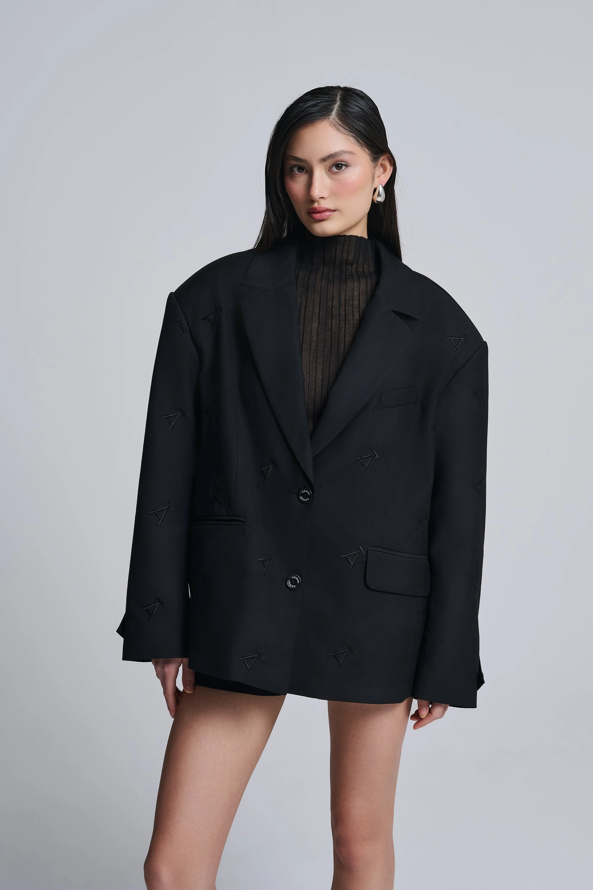 OVERSIZED BLAZER ALL OVER LOGO /