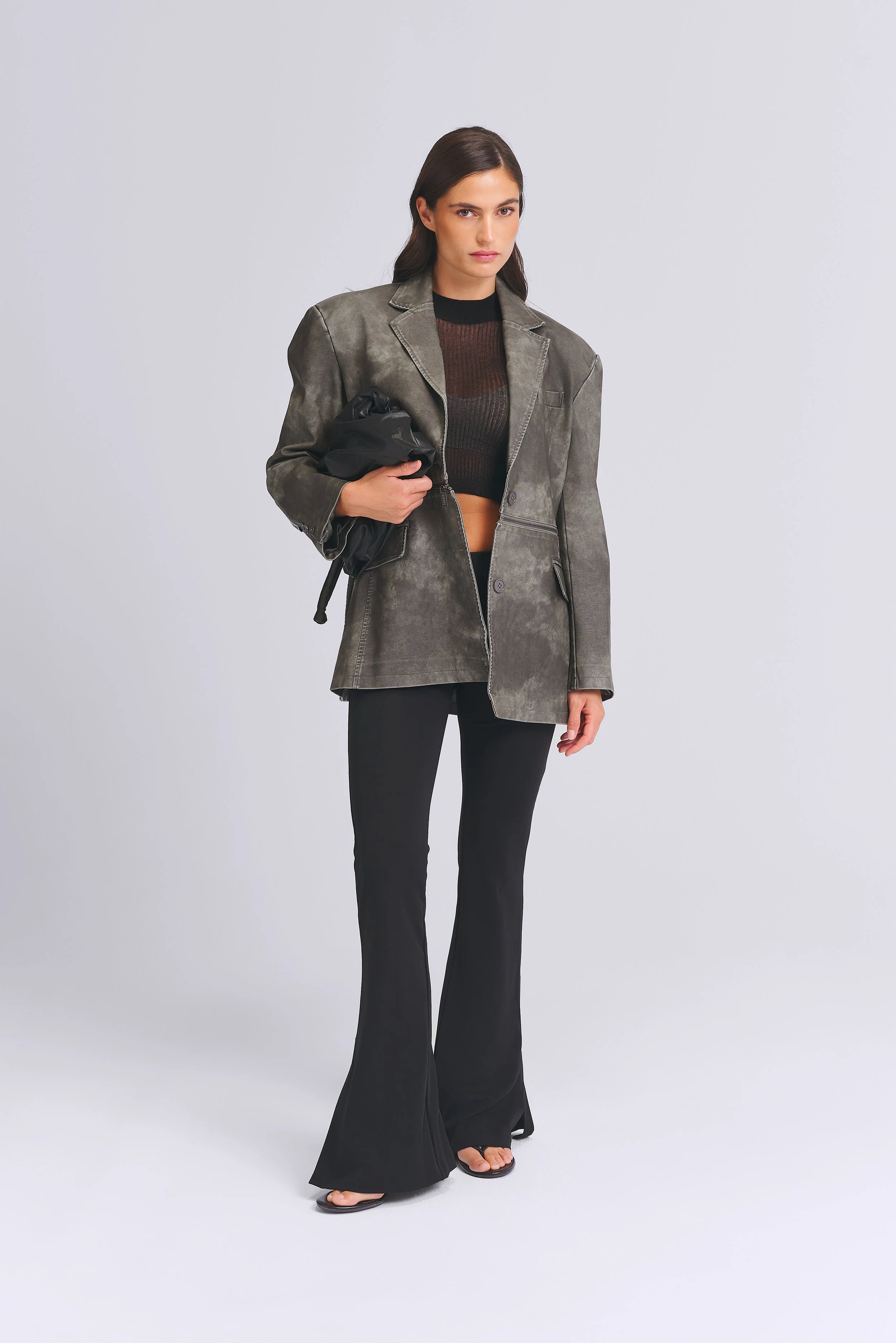 FAUX LEATHER ZIP BLAZER 2-in-1 /