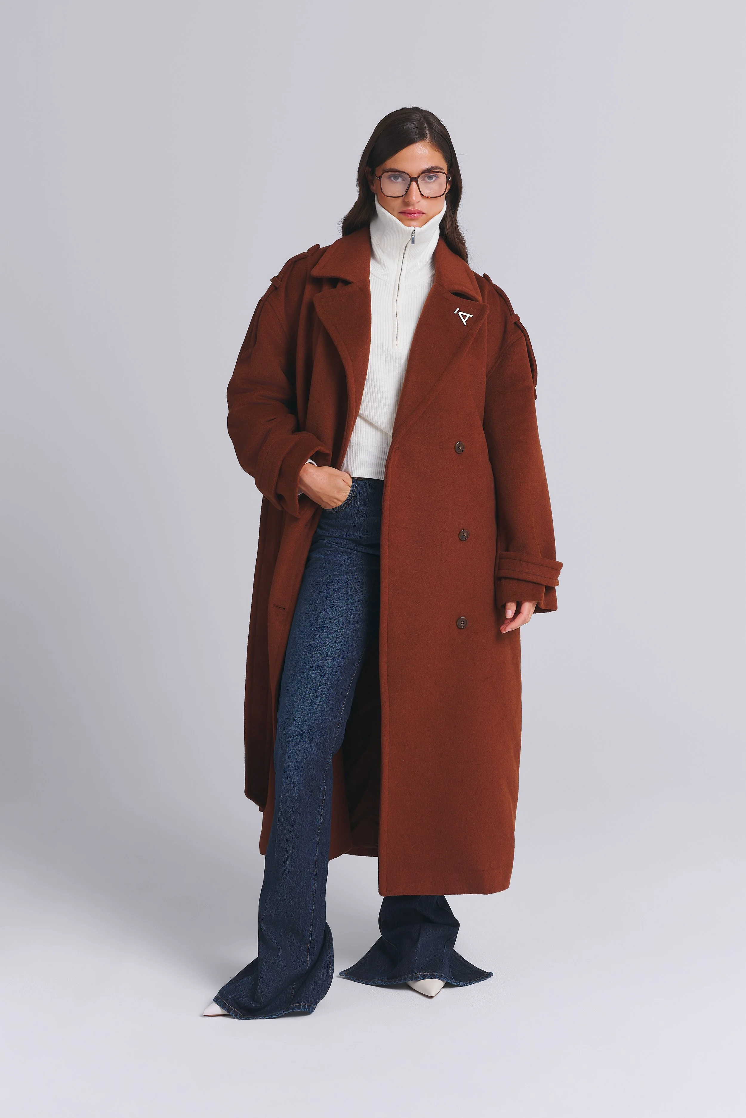 DOUBLE BREASTED OVERSIZED WOOL COAT 02 /