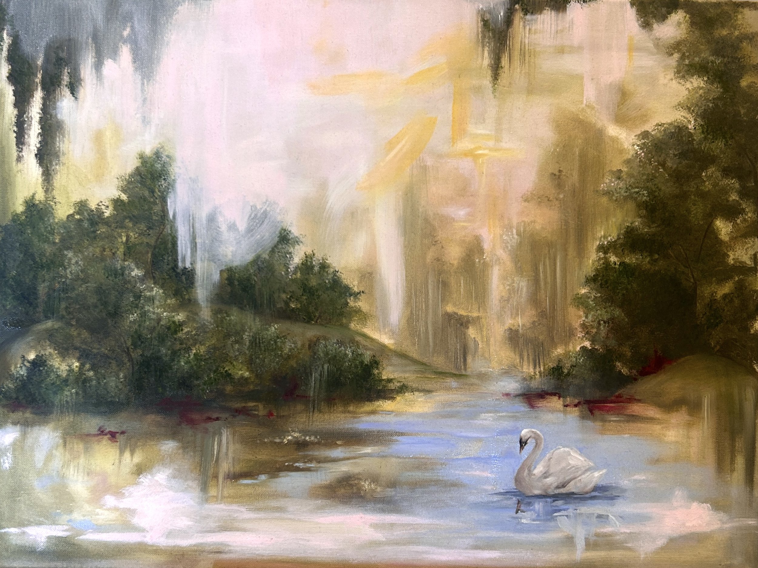 As the world was waking up, the swan was swimming and the trees were singing