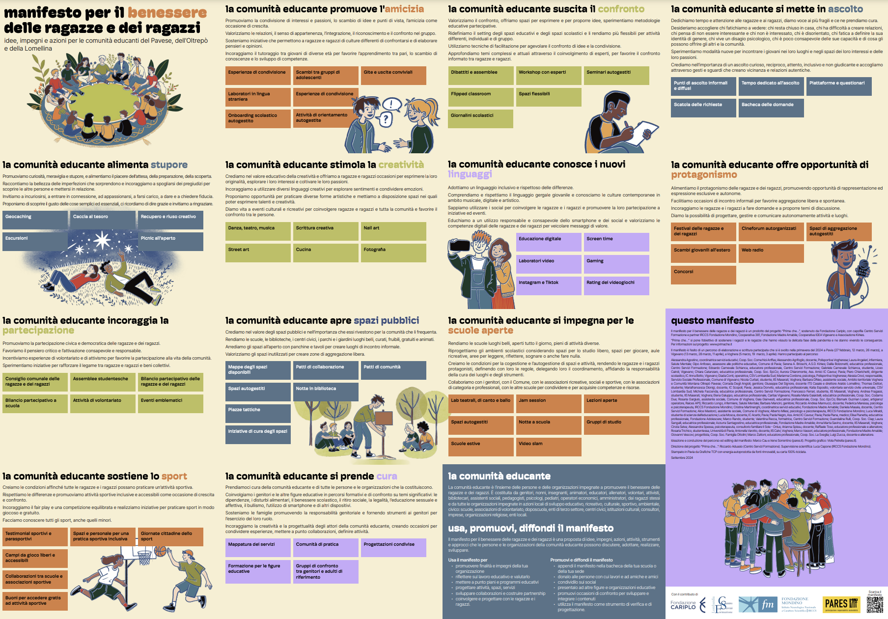 Immagine di un manifesto educativo per il benessere dei ragazzi e delle ragazze.