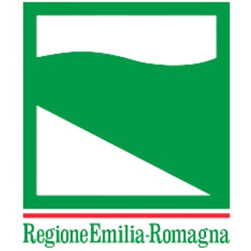 Logo verde della Regione Emilia-Romagna con testo "Regione Emilia-Romagna" in basso.