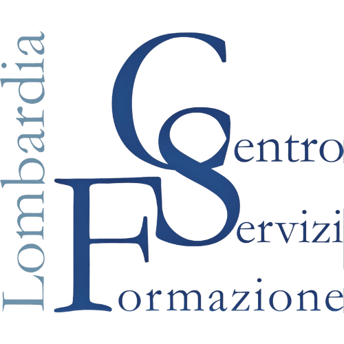 Logo del Centro Servizi Formazione Lombardia, con lettere stilizzate in blu su sfondo trasparente.