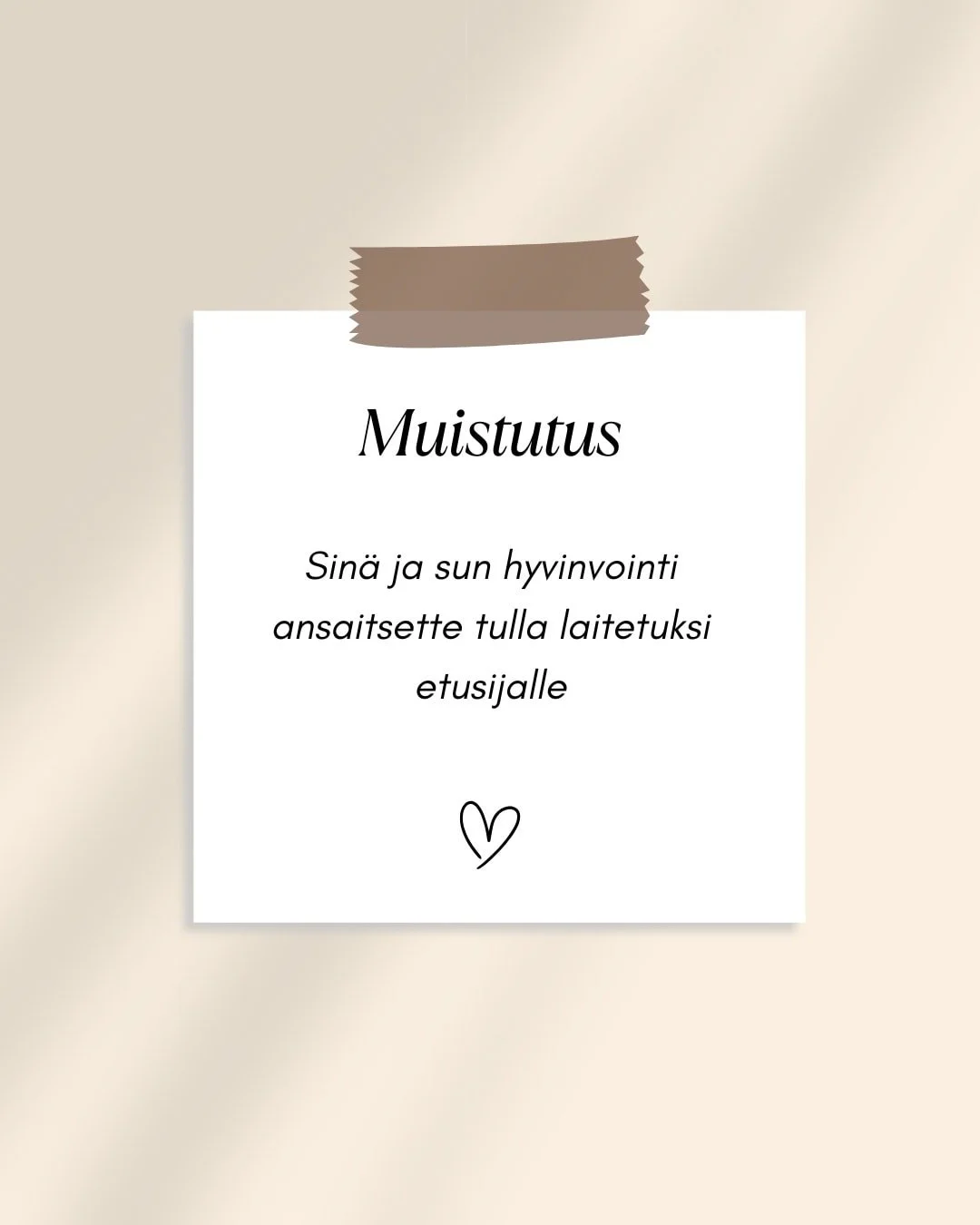 Itsens&auml; laittaminen etusijalle on paras teko, mit&auml; voit tehd&auml;.

Se ei palvele pelk&auml;st&auml;&auml;n sinua ja omaa hyvinvointiasi, vaan kun sin&auml; voit hyvin se s&auml;teilee my&ouml;s l&auml;hipiiriisi ja niihin asioihin ja henk