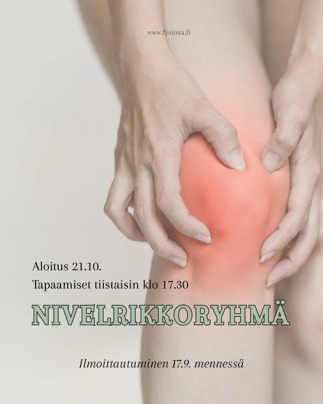 T&auml;m&auml; on sun merkki ilmoittautua mukaan, jos:
👉 Kaipaat tukea tekonivelleikkauksen j&auml;lkeiseen kuntoutukseen
👉 Haluat kuntouttaa polven/lonkan nivelrikkoasi turvallisesti ja tehokkaasti
👉 Haluaisit k&auml;yd&auml; kuntosalilla, muttet