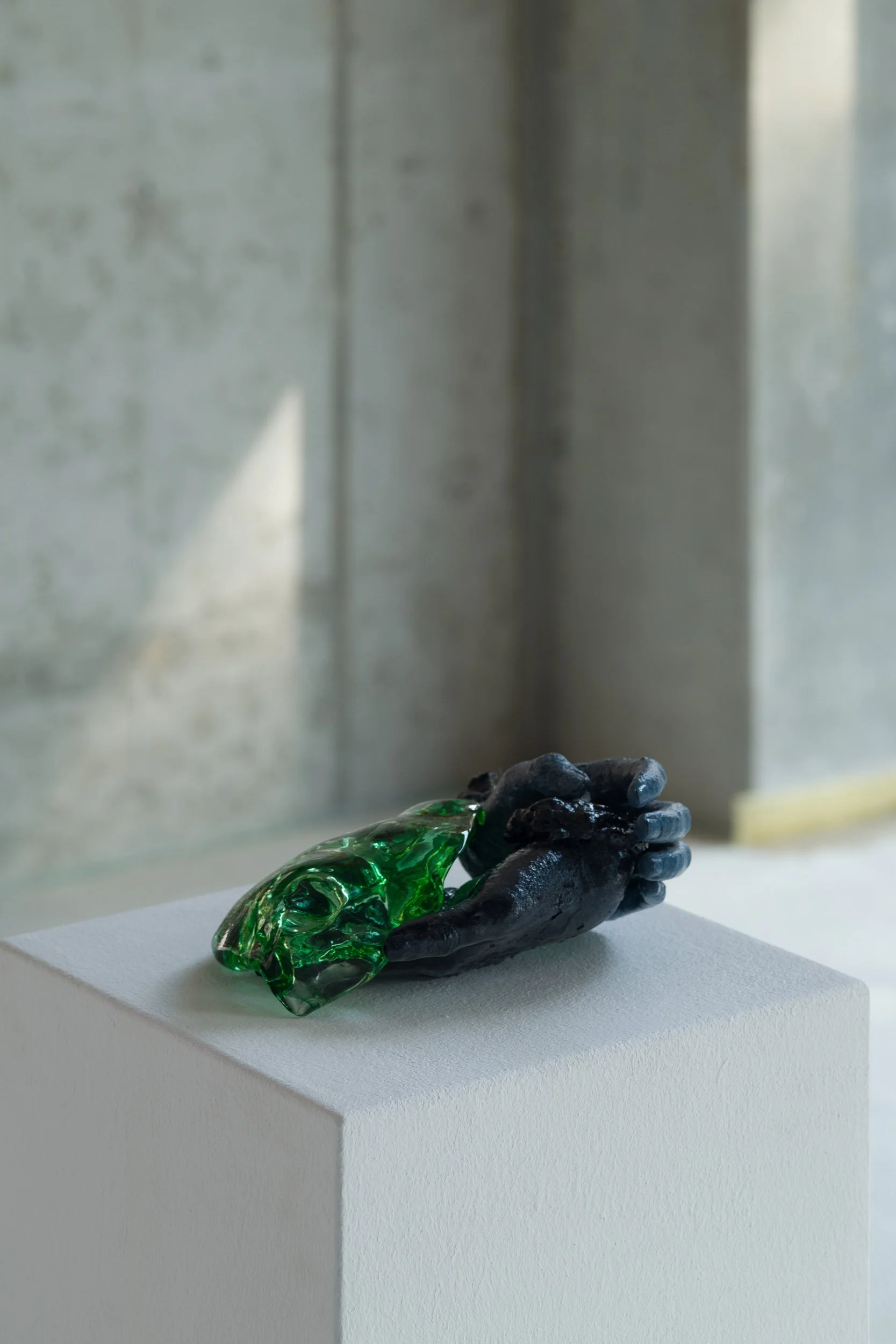 Earthly Delights III, 2024, glass, volcanic sand, resin