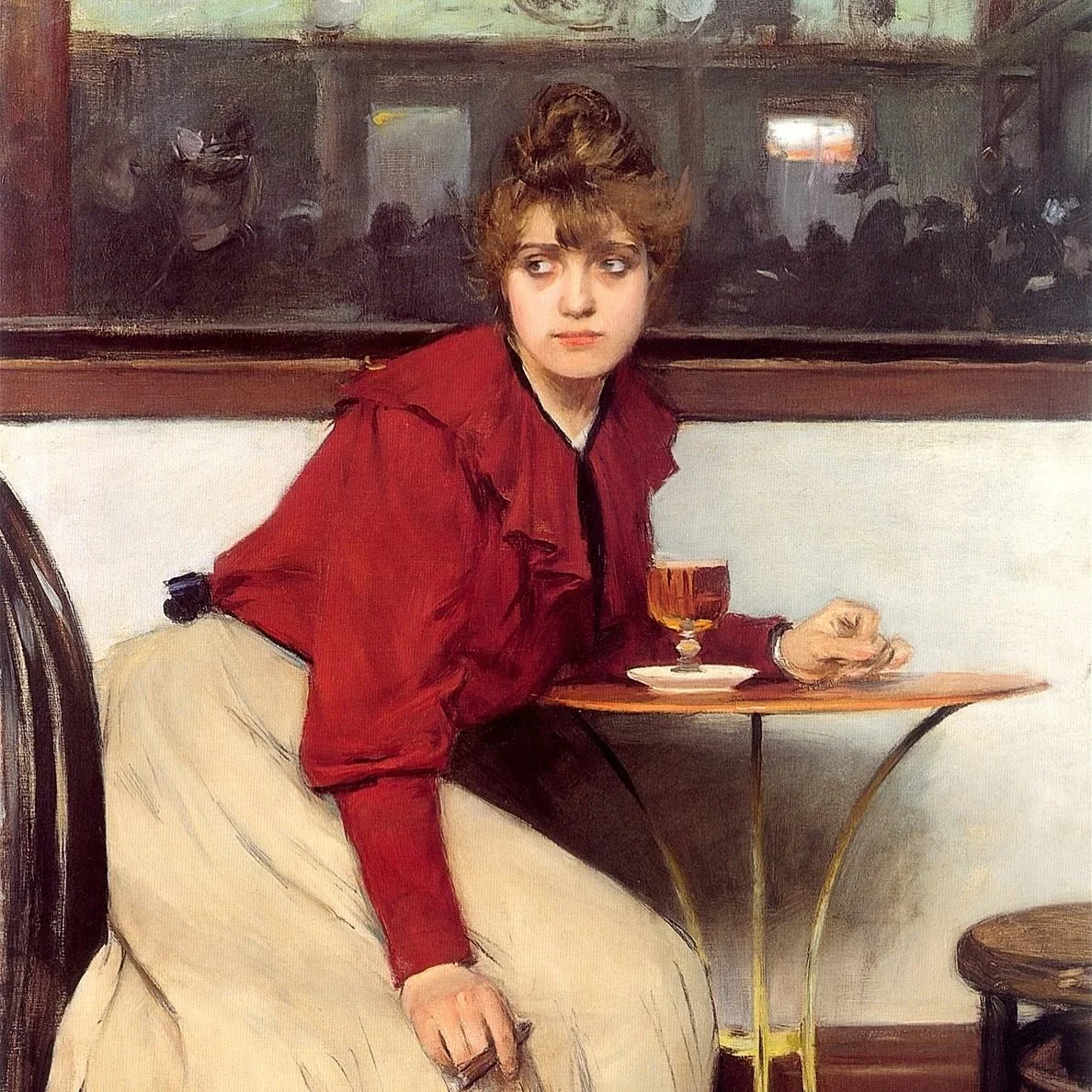 Au Moulin de la Galette by Ramon Casas (Spanish, 1892) 🥃
Casas portrayed ‘Madeleine’, which real name was Louise Hortense Boisguillaume, in several of his paintings of Paris. Here he portrayed her in the Moulin de la Galette, where he w