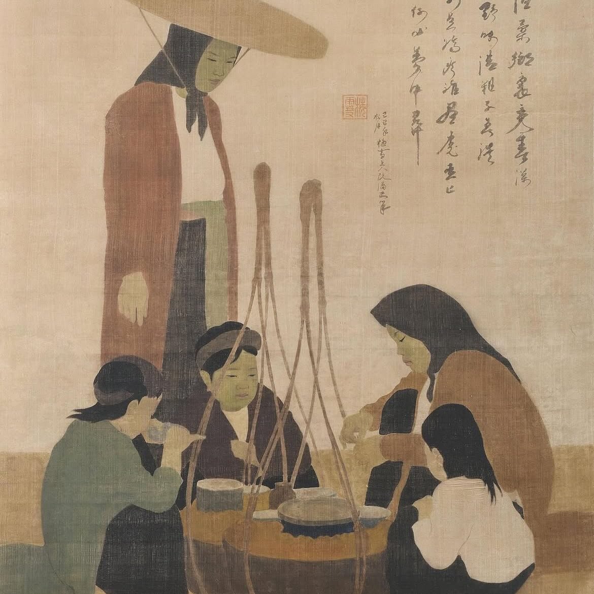 The Snail Seller by Nguyen Phan Chanh (Vietnamese, 1929) 🐌
The dish is called oc luoc, boiled snails soaked in rice water with pepper then cooked in ginger, lemon tree leaves and lemongrass 🍋
Have you tried snails? How do you eat them? 

#historyea