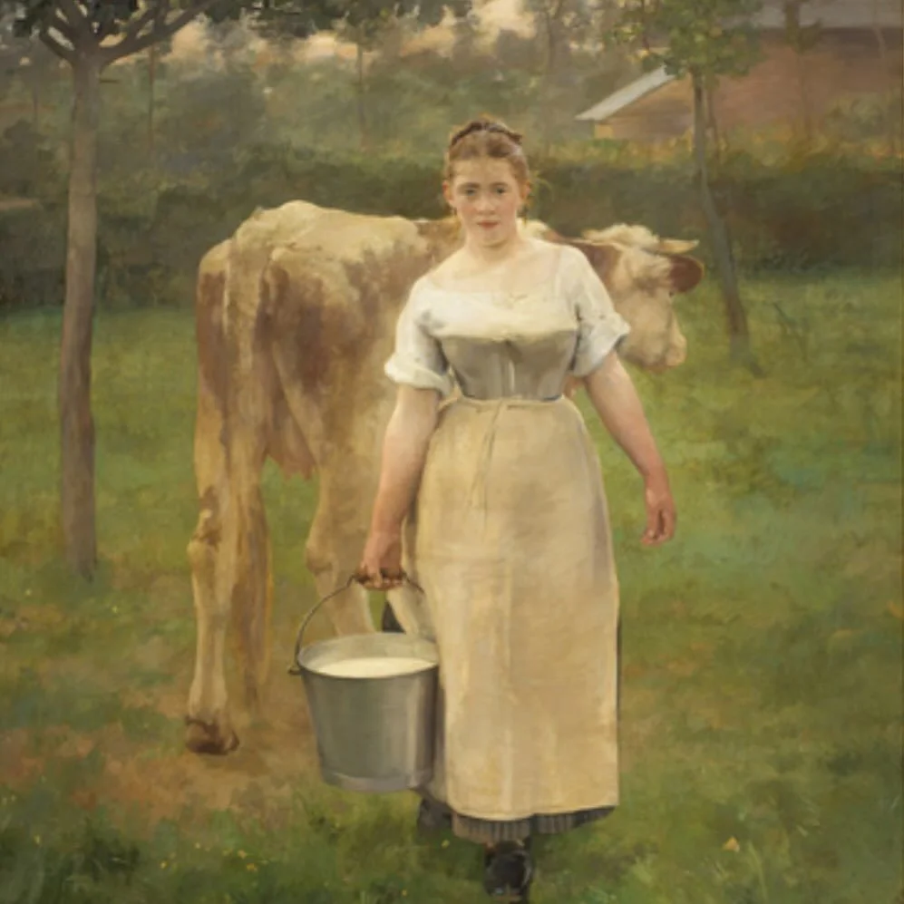 Manda Lam&eacute;trie, fermi&egrave;re by Alfred Roll (French, 1887) 🥛
Manda was a peasant woman of 20 years old from Sainte-Marguerite-sur-Mer, on the Normandy coast, near the artist&rsquo;s summer home, Castel d&rsquo;Ailly 🐄

#foodhistory #fooda