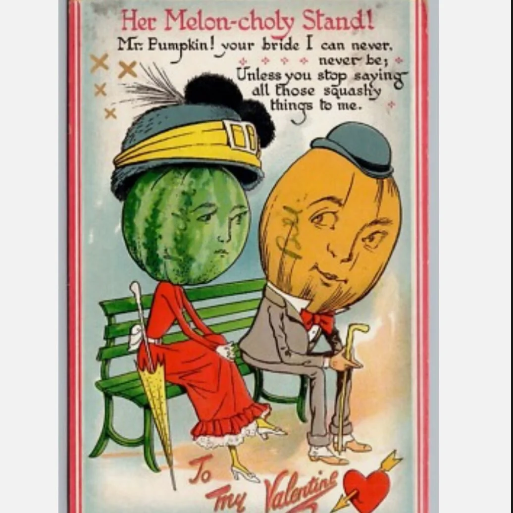 &lsquo;Mr Pumpkin! your bride I can never be; Unless you stop saying all those squashy things to me&rsquo; 🎃💕🤣
A Valentine&rsquo;s Day postcard from 1912 (USA) 💕

#foodhistory #valentines #valentinesfood #vintagekitchen #funnyfood
