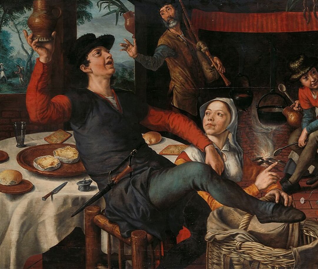 The Egg Dance by Pieter Aertsen (Dutch, 1552) 🥚🥚🥚
An egg dance is a traditional Easter game in which eggs are laid on the floor and you have to dance around them without breaking them! In another form of the game, the aim was to roll an egg out of