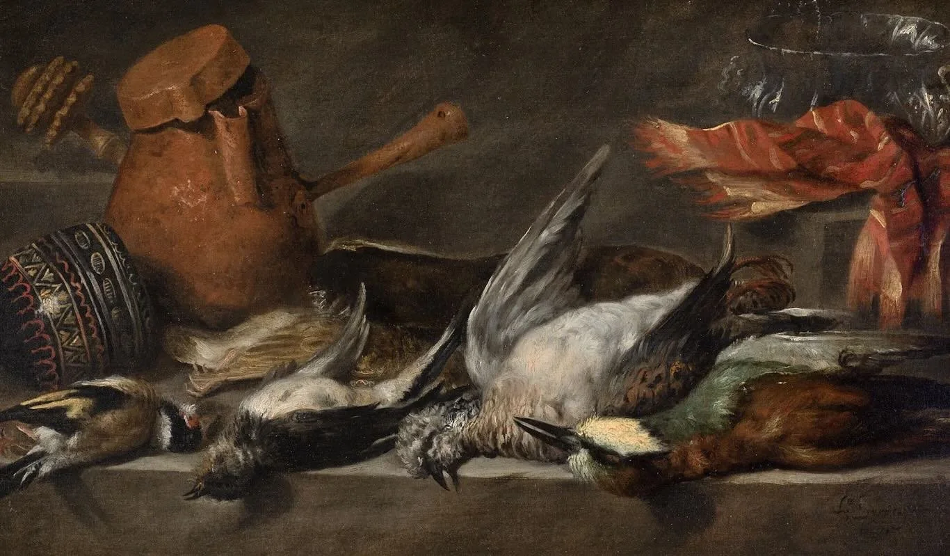 Still Life with Song Birds and a Chocolate Service by Francisco Barranco (Spanish, 1647) ☕️🍫🐥
This painting shows a typical 17th-century chocolate service. Chocolate wasn&rsquo;t consumed as a solid until the 19th century when the Bristol-based com