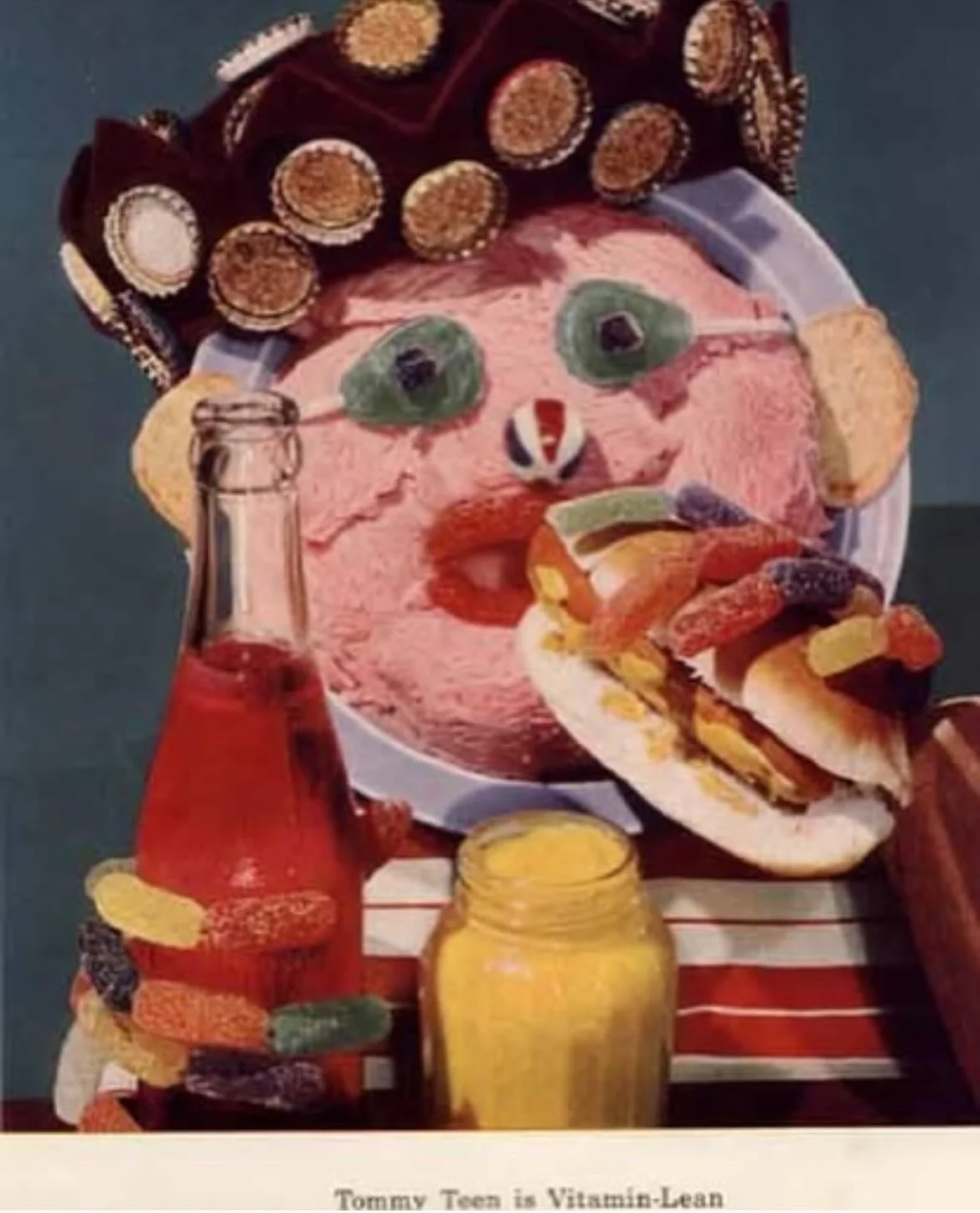 The &lsquo;vitamin lean&rsquo; Tommy Teen&rsquo; was one of a series of characters made by the vitamin company Dayalets from Chicago, Illinois in the 1950s. The adverts were intended to be displayed in doctors&rsquo; offices, since the tablets were o