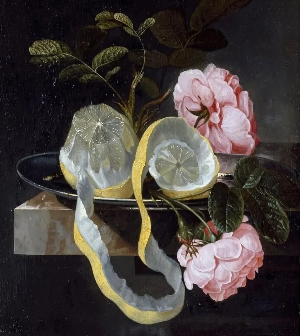 Still Life with a Lemon and Pink Roses by Cornelis Kick (Dutch, mid 17th century) 🍋🌹🥀

#foodhistory #foodart #stilllife #dutchart #historyofart