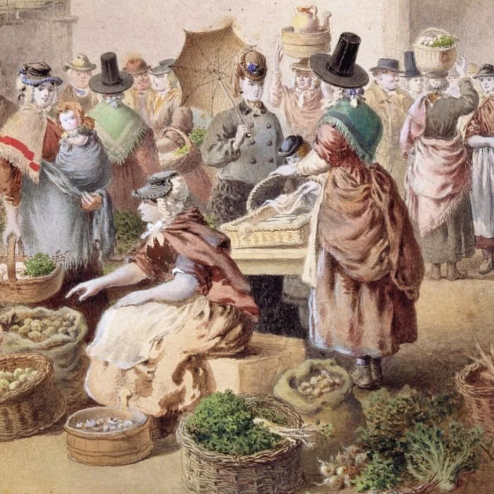 Market day in Swansea, Wales by by Edward Hull, 1871 🥕🥒🥬🥦🍓🍎
Amgueddfa Cymru &mdash; Museum Wales

#foodhistory #historyoffood #arthistory #marketday #foodies