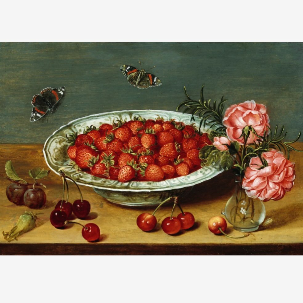 Still Life with Strawberries by a Flemish artist 1600-1625 🍓🍓🍓🍓

#foodhistory #arthistory #flemishart #strawberries