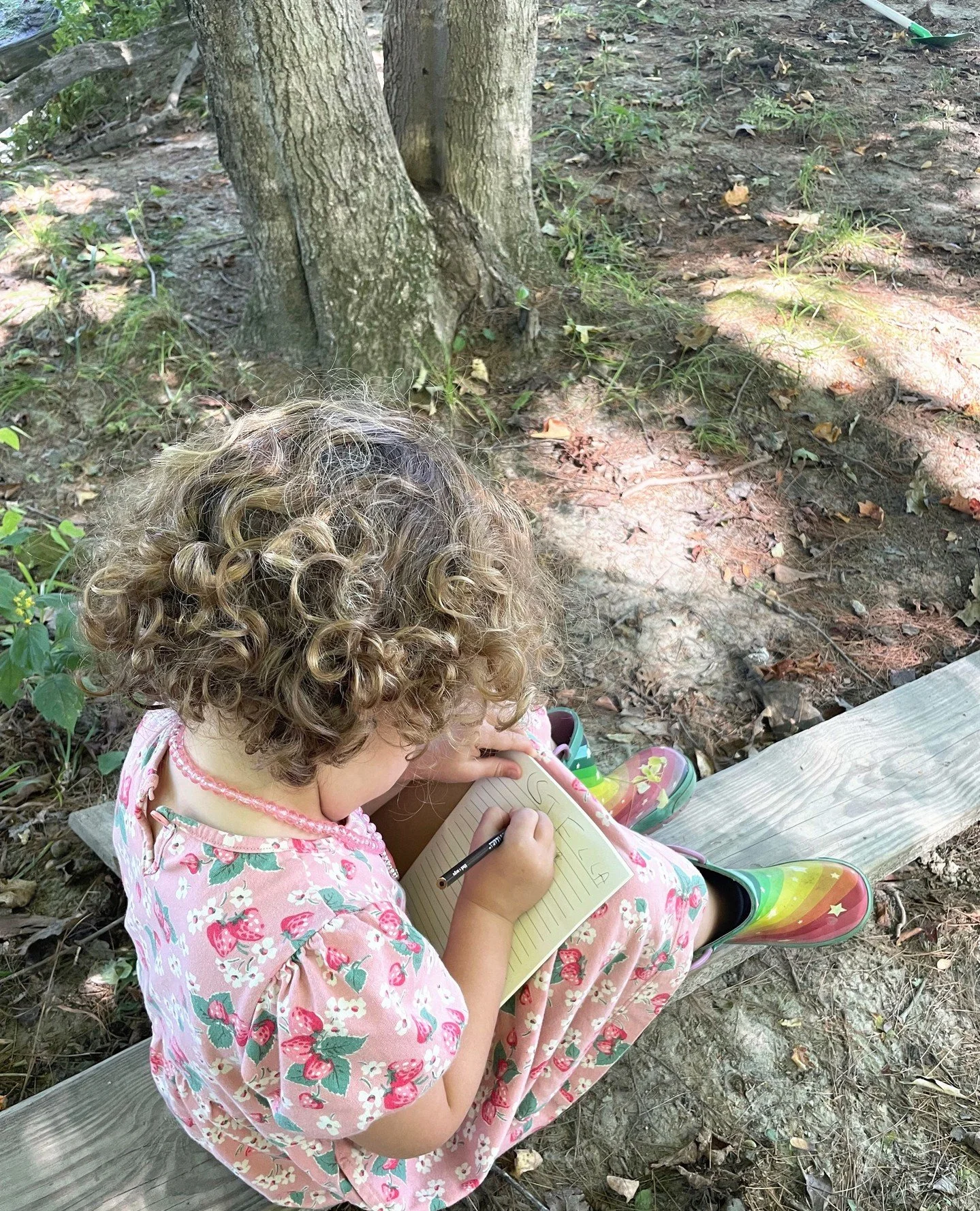 This is it, this is the reason we work so passionately to create a school and community that can make this kind of learning and magic happen. ⁠
⁠
A forest classroom is full of quiet moments. Sitting with a journal, sketching, or writing, children pra