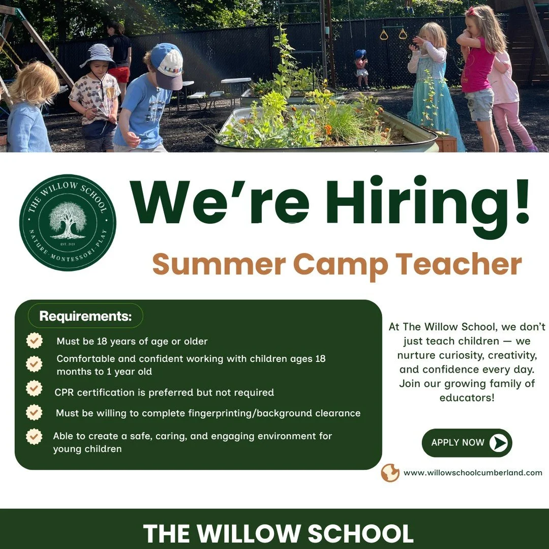 WE&rsquo;RE HIRING: Summer Camp Teacher ☀️⁠
⁠
Join the family at The Willow School ⁠
⁠
We&rsquo;re looking for passionate, caring, and energetic individuals who love working with children and creating meaningful summer memories. If you enjoy inspirin